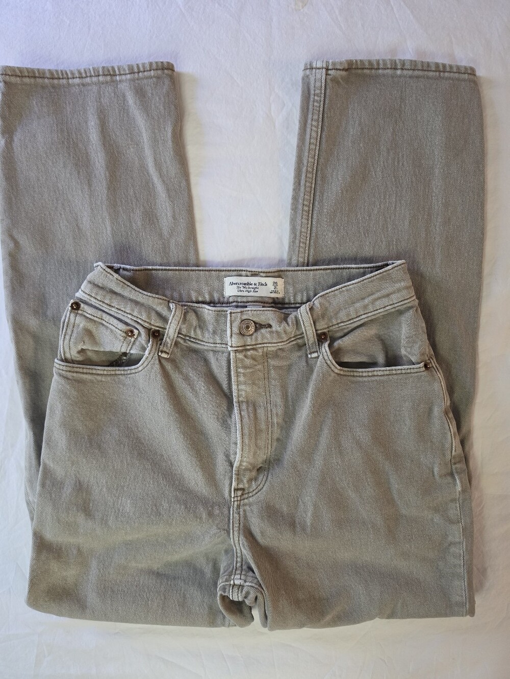 Abercrombie & Fitch Curve Love 90s Straight Ultra High Rise Jeans 26 2S Gray